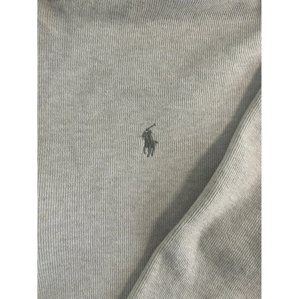 Polo Ralph Lauren Full Zip Hoodie Mens Large Beige Tan Ribbed Cotton Pony Logo